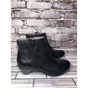 Dansko Black Leather Ankle Boots Block Heel Zip Heel Booties Women 38EU/7.5M US